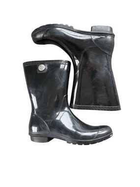 UGG Glossy Black Short Rain Boots